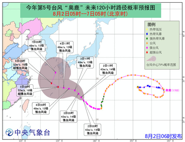 台风动态报告，关于2017年第5号台风的最新消息